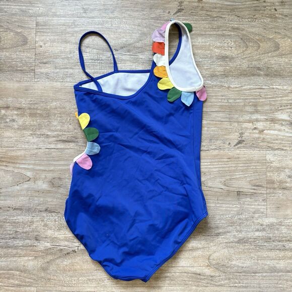 Mini Boden girls swimsuit 11-12 one piece cut out side, 3d flower petal - Picture 2 of 4